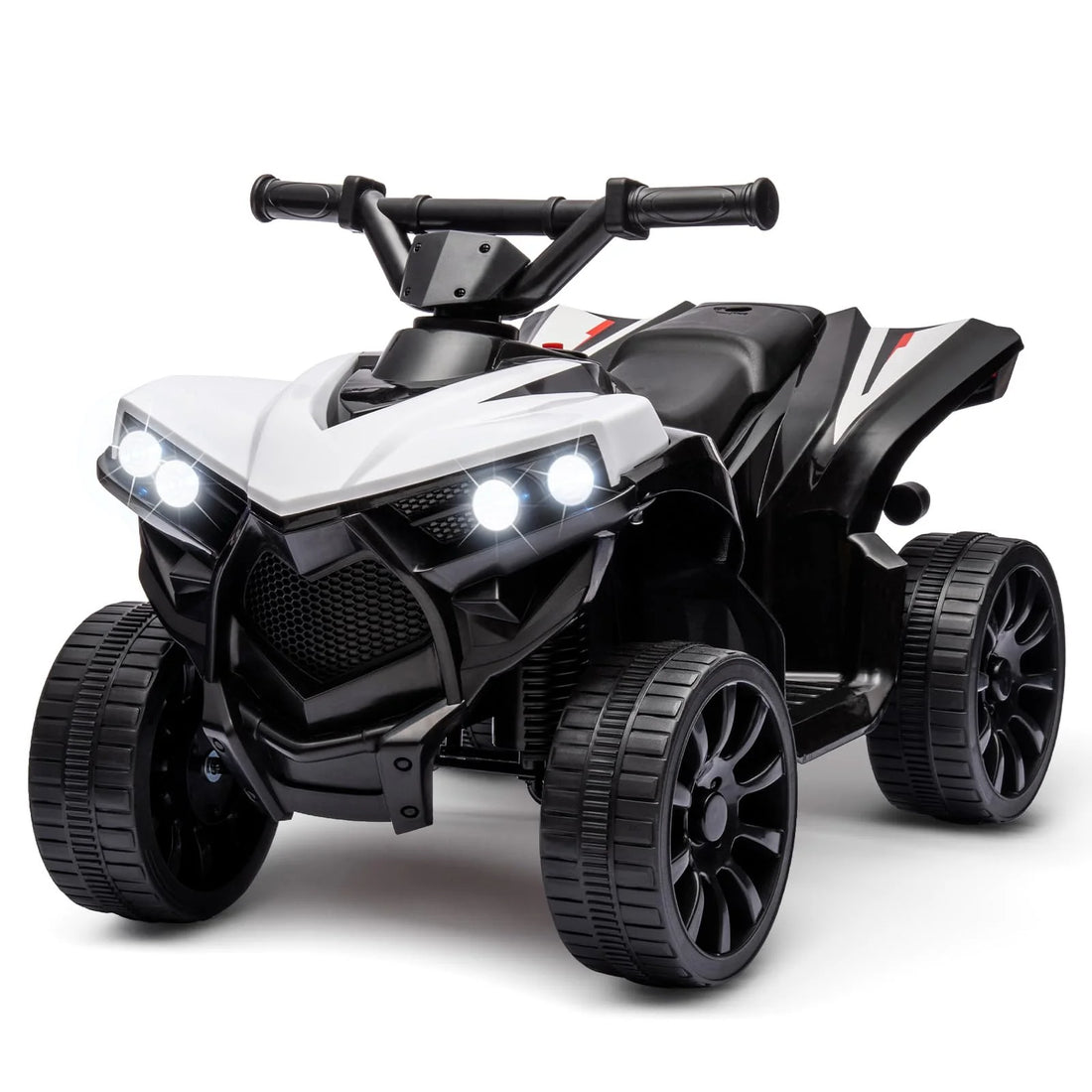 Garvee Quad Eléctrico 6V ATV, Luz LED Y Música, Material PP, Ruedas Resistentes, Control Seguro, 2-5 años, Interior y Exterior, Blanco