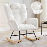 Garvee Sillón Mecedora de Lactancia Butaca Mecedora Moderna de Tejido Borreguito con Patas de Madera y Bolsillo Lateral para Salón y Dormitorio Beige - Beige