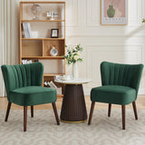 Garvee Silla Acento Moderna Terciopelo Verde, Confort Acolchado, Respaldo Wingback, Patas Madera, Sin Brazos, Fácil Montaje, Sala Oficina - Verde