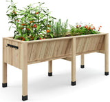 Garvee Cama de Jardín Elevada de Madera de Abeto con Ganchos para Cultivo de Plantas en Patio o Balcón 116.5x60x77cm Color Natural - Madera Natural