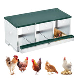 Garvee Caja de Nido para Gallinas, Agujero Ventilado Grande, 3 Compartimentos, Acero Galvanizado, Seguro, Ideal Gallineros, Verde - Verde