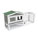 Garvee Caseta De Madera Para Conejos Y Aves Con Marco Metálico Antimordeduras, Rampa Antideslizante, 2 Pisos, Exterior, Madera Natural - Gris