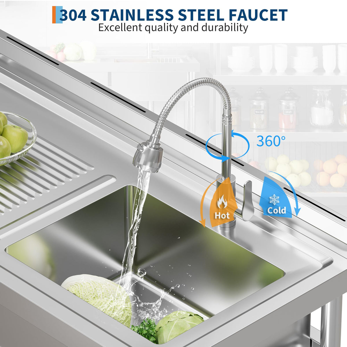 Grifo agua caliente y fría giro 360