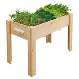 Garvee Huerto Elevado de Madera Natural con Patas y Ganchos para Patio y Jardín 116×76×57 cm Color Natural - Mader Natural