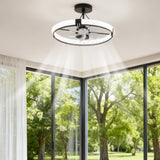 Garvee Ventilador de Techo con Luz y Mando a Distancia Plafón LED Silencioso 35W con Motor Reversible y 6 Velocidades Ventilador de Techo Bajo Perfil para Dormitorio y Salón Negro