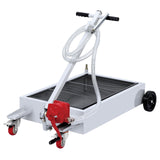 Garvee Tanque de Drenaje de Aceite 56.8L Acero + Plástico Bomba Manual Bajo Perfil Ruedas Giratorias Mango Plegable para Autos y Camiones - Blanco