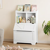 Garvee Estantería infantil 121.41cm con almacenaje de juguetes, madera resistente, diseño seguro para guarderías y dormitorios, color natural - Blanco