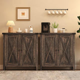 Garvee Gabinete De Almacenamiento Pequeño Farmhouse Con 2 Puertas Y Estantes Ajustables, MDF Robusto, Mesa De 30MM, Ideal Para Salón Y Comedor, Marrón Rústico - Roble Oscuro