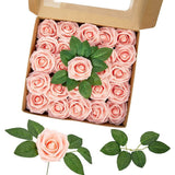 Garvee Rosas Artificiales 25 Flores De Espuma Brillantes Para Bricolaje Ramos De Boda Baby Shower Fiesta Decoración Hogar Rosa - Rosa