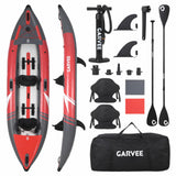 Garvee Kayak Inflable para 2 Personas, Pesca Portátil, PVC Resistente, 3,8m, Azul, Kit Completo para Lagos y Ríos