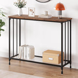 Garvee Narrow Console Table With Shelf - Vintage Industrial Metal Side Table - 85x30x81 cm Entryway Hallway - Vintage