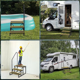 Garvee Escalera RV 3 Peldaños Con Pasamanos Antideslizante Acero Aleado Para Caravanas Piscinas Negra Portátil Estable - Pasamanos Único