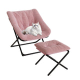 Garvee Sillón Perezoso con Tapizado de Piel de Conejo, Cojín Acolchado, Estructura Resistente, Ideal para Salón, Ultra Confortable, Acogedor - Rosa