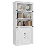 Garvee Estantería de libros de estilo retro con 2 puertas, material PB+MDF, 80cm de ancho, color blanco antiguo - Blanco