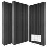 Garvee Pack de 4 Paneles Acústicos 120x60x5 cm, Espuma de Poliuretano, Diseño de Cuña Vertical, Absorción Sonora, Resistente al Fuego,para Estudio y Teatro en Casa, Negro