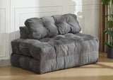 Garvee Sofá Cama Plegable 3 en 1 con Almohada, Espuma Desmenuzada, Tela de Pana Gris Oscuro para Sala y Dormitorio - Gris