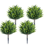 Garvee Set de 4 Árboles Artificiales de Ciprés de 65 cm con Estacas para Tierra Plantas de Topiario Resistentes a Rayos UV para Jardín, Porche y Balcón, Verde - Cedro