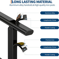 Garvee Barandilla para Escalera de 3 Peldaños Ergonómica y Estable con Accesorios de Montaje y Guantes para Exterior e Interior Negro