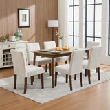 Garvee Set de 6 Sillas Comedor Tapizadas Modernas, Cojín Grueso, Diseño Ergonómico a Rayas Beige, Sillas Vestidor Cocina Salón