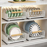Garvee Organizador Expandible Para Gabinete Con Deslizamiento Suave Adhesivo Acero Carbono Para Cocina Y Baño - Mariposa Deslizante de Alambre Redondo de Segunda Generación Blanco