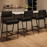Garvee Juego de 6 Taburetes de Bar con Reposabrazos y Respaldo, Asiento Acolchado, Patas Metálicas Reforzadas, Altura de Mostrador, Negro Rústico para Cocina y Barra - Negro retro