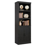 Garvee Estantería de libros de estilo retro con 2 puertas, material PB+MDF, 62cm de ancho, color negro