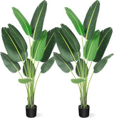 Garvee Planta Artificial Ave del Paraíso 180cm Poliéster Resistente Maceta Negra Estable Decoración Interior Oficina Realista Duradera - Verde