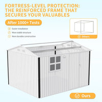 Garvee Caseta Metálica de Acero Galvanizado con Ventanas Transparentes y Luz Solar, 180 x 240 cm, Marrón