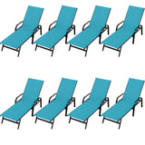 Garvee Juego de 8 Tumbonas de Exterior con Respaldo Ajustable en 5 Posiciones de Tela Textilene Transpirable y Marco de Metal Resistente para Patio y Piscina, Azul Cielo - Azul Cielo