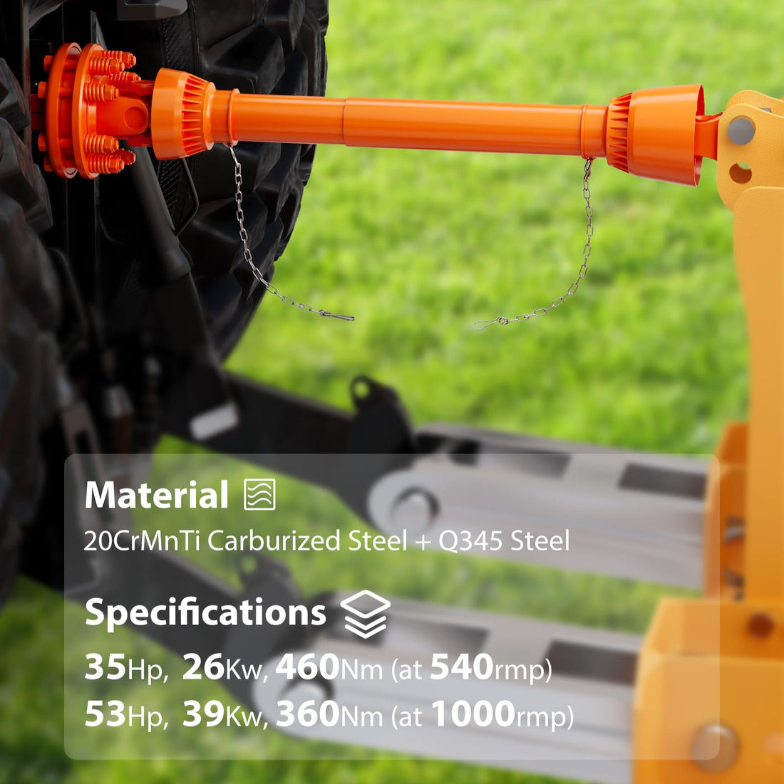 Garvee Eje de Transmisión PTO de 1-3/8" con 6 Estrías y Embrague de Fricción de 80-104 cm de Acero de Grado 45 para Tractores y Segadoras Naranja