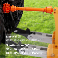 Garvee Eje de Transmisión PTO de 1-3/8" con 6 Estrías y Embrague de Fricción de 80-104 cm de Acero de Grado 45 para Tractores y Segadoras Naranja