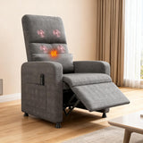 Garvee Sillón Reclinable Eléctrico Con Masaje Y Calefacción, Reposapiés, Tela Gruesa, Para Dormitorio Y Sala, Ajuste 105°-165° Gris - Gris