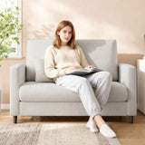 Garvee Sillón Acento Chenille 132 cm con Resorte, Montaje Sin Herramientas, Tela Teddy, Soporta 204 kg, Compacto para Sala y Dormitorio, Blanco - Beige