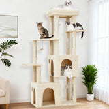 Garvee Torre para Gatos Multi-Niveles 155 cm para Gatos Grandes con Percha Extra Grande Beige para Interior - Beige