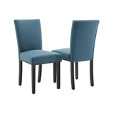 Garvee Sillas De Comedor Tapizadas 2 Unidades Con Tachuelas, Estructura De Madera, Azul Oscuro Para Cocina Y Comedor - Azul Oscuro