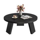 Garvee Mesa De Café Redonda De Madera Con 3 Patas Fuertes Para Sala De Estar 33.5'' X 15.7'' Negro Estilo Rústico - Negro