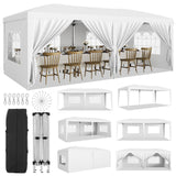 Garvee Carpa Plegable Comercial de 3x6 Metros con Marco Resistente de 33mm y 6 Paredes Laterales Desmontables de Tela Oxford 210D Impermeable para Eventos al Aire Libre Blanco - Blanco