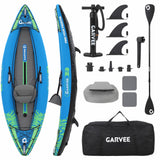 Garvee Kayak Inflable para 1-2 Personas, PVC Resistente, Azul, Ideal para Lagos y Ríos, 300x91x30cm, Capacidad 181kg