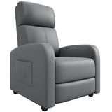 Garvee Sillón Reclinable para Adultos PU Cuero Ajustable Respaldo Alto Brazos Anchos Asiento Acolchado Sala de Estar Negro - Gris PU