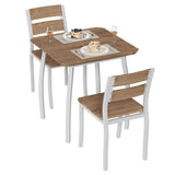 Garvee Juego de Comedor para 2 con Mesa y Sillas de Cocina, Diseño Rústico, Estructura Metálica, Blanco y Natural, Ideal para Apartamentos - Natural And White