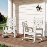 Garvee Conjunto de 2 Sillas Mecedoras Adirondack para Exterior, HDPE Resistente al Clima, Soporta 172 kg, Textura de Madera, Diseño Ergonómico, Fácil Montaje, Ideal para Patio y Jardín