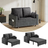 Garvee Sofá Cama 3 en 1 Loveseat 142 cm con Portavasos y USB para Sala y Dormitorio, Gris Oscuro, Compacto y Versátil - Gris