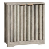 Garvee Buffet Cannelé Con 2 Puertas, Estante Ajustable, Madera Moderna Estilo Escandinavo, 76x40x84 cm, Madera Natural - Gris