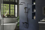 Garvee Duschsystem Moderno Sin Armatura Con Ducha Redonda 25cm, Columna Ajustable, 3 Tipos De Chorro, Acero Inoxidable, Negro Elegante Para Baño - Negro