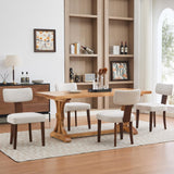 Garvee Sillas De Comedor Juego De 4 Tapizadas En Tela Moderna Con Respaldo Curvado Y Soporte Lumbar Para Cocina Y Comedor Madera Maciza Natural - Beige 4 Piezas