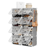 Garvee Organizador de Zapatos Expandible 8 Niveles 32 Pares con 2 Ganchos, gris, diseño delgado Plástico PP Resistente, para entrada y armario - Gris