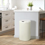 Garvee Cubos De Basura Automáticos 8 Galones Con Sensor De Movimiento, Acero Inoxidable, Sin Contacto, Cocina Y Oficina, Blanco Crema, Grande