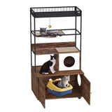 Garvee Mueble para gatos 1.52m con Caja de Arena Oculta y Hamaca de Sisal de Estilo Industrial para Interiores Color Vintage