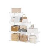 Garvee Organizador Modular de 6 Cubos de Alambre Metálico Estantería de Rejilla Ventilada para Dormitorio y Sala 94x96.5x32 cm Blanco - Blanco