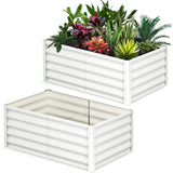 Garvee Kit de 2 Huertos Elevados de Alta Estabilidad para Plantas y Flores 180x90x45cm Blanco Crema - Blanco Hueso